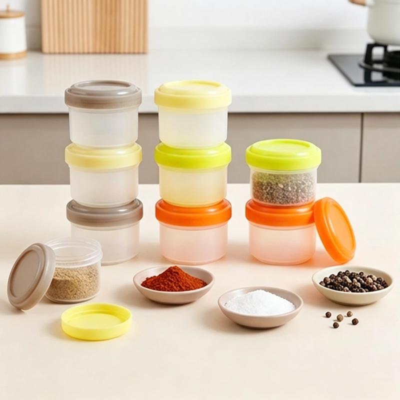 Baby Food Jars With Lids - 4 Stück stapelbare PP-Mini-Lebensmittelbehälter mit luftdichten,