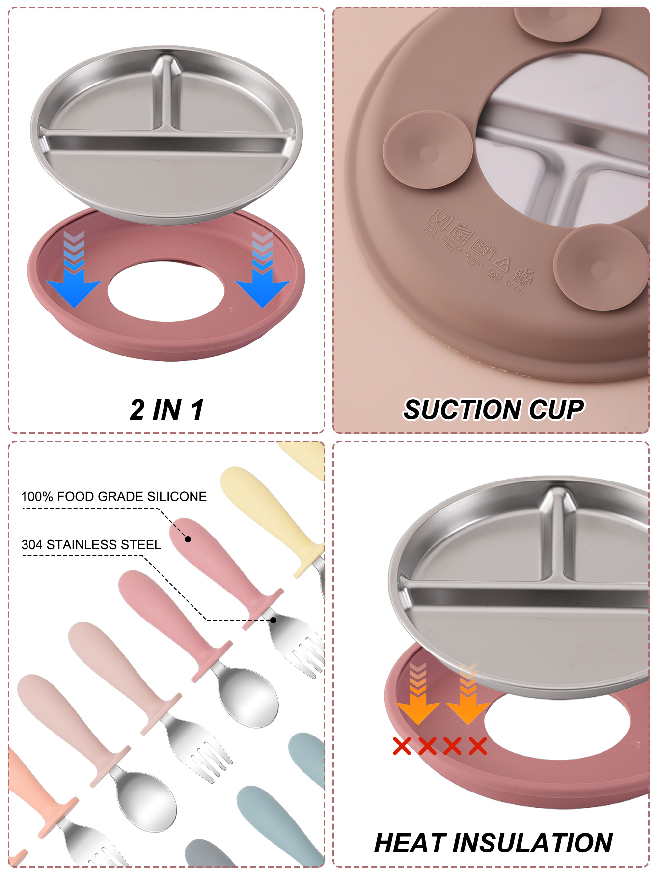 3PCS Edelstahl Gerichte Platte – Baby Food Menu Bewertung und Preis